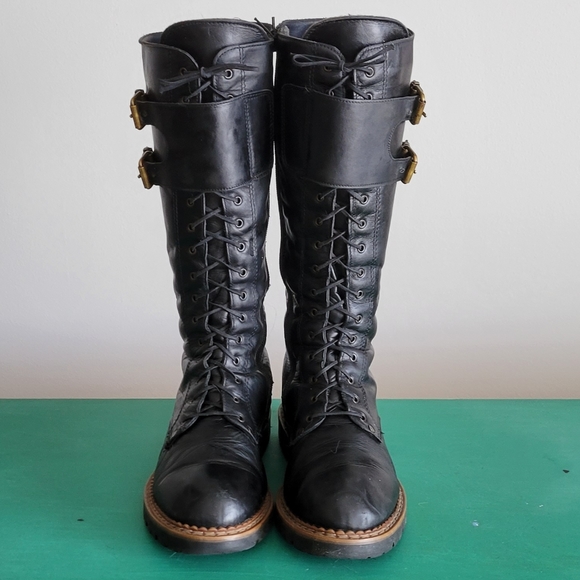 Arnold Churgin Lace Up Biker Boots - Picture 1 of 8